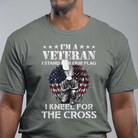 Veterans T Shirt I'm A Veteran I Stand For Our Flag I Kneel For The Cross Military - Wonder Print Shop