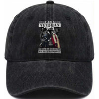 US Veterans Washed Cotton Baseball Cap I Am A Veteran My Oath Of Enlistment Has No Expiration Date Military