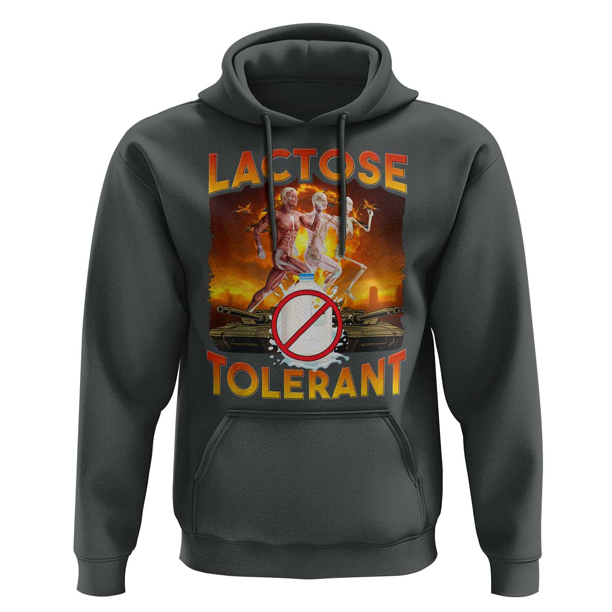 Funny Lactose Tolerant Hoodie Ironic Sarcastic Funny Humor Cringe Meme - Wonder Print Shop