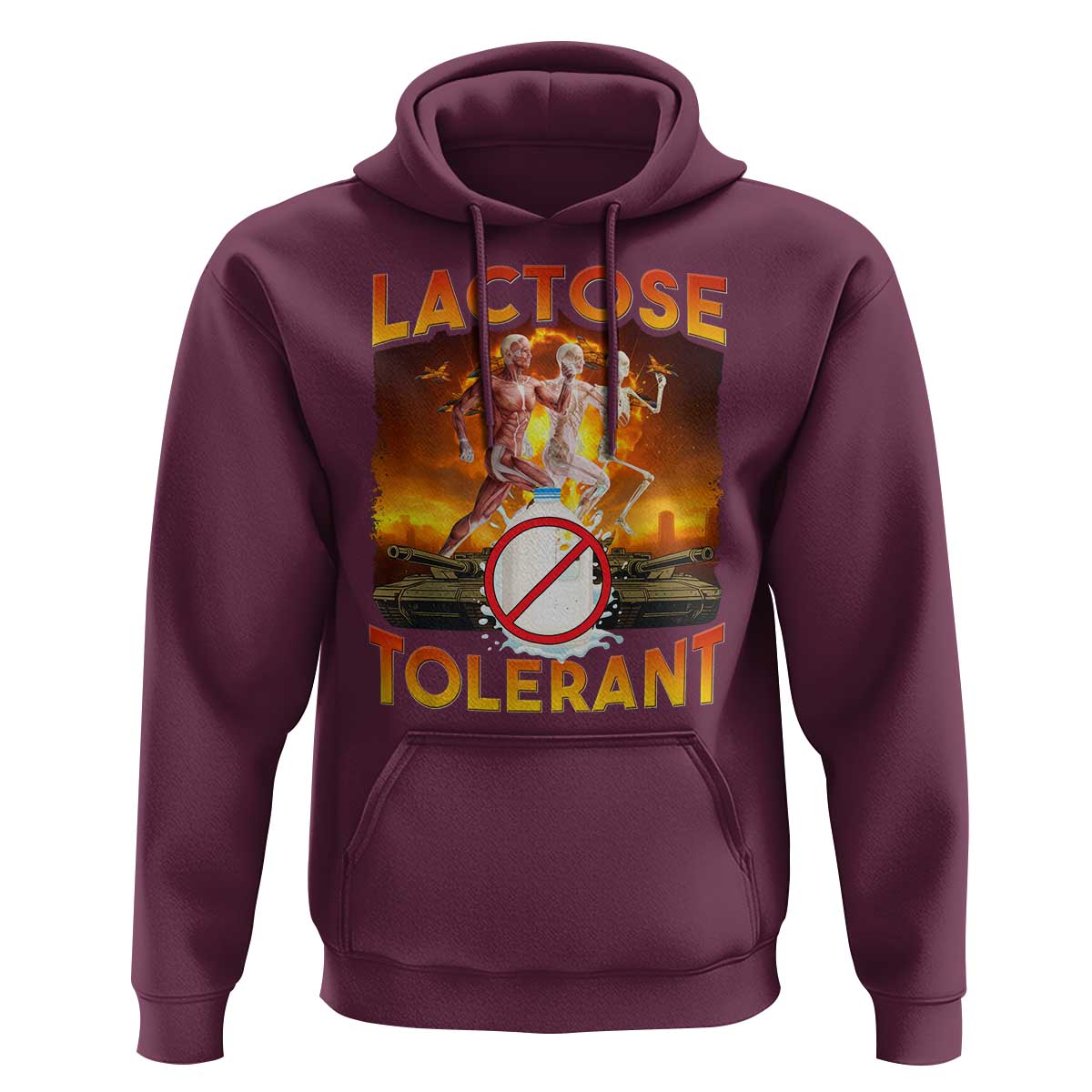 Funny Lactose Tolerant Hoodie Ironic Sarcastic Funny Humor Cringe Meme - Wonder Print Shop