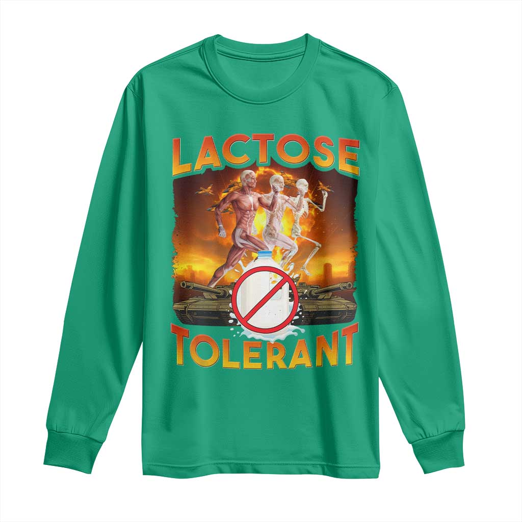 Funny Lactose Tolerant Long Sleeve Shirt Ironic Sarcastic Funny Humor Cringe Meme - Wonder Print Shop