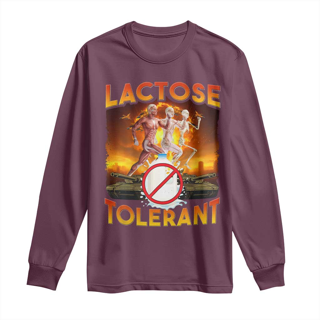 Funny Lactose Tolerant Long Sleeve Shirt Ironic Sarcastic Funny Humor Cringe Meme - Wonder Print Shop