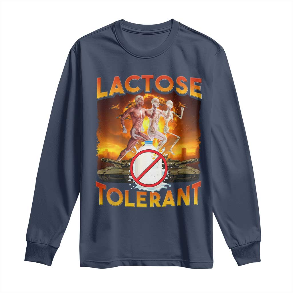 Funny Lactose Tolerant Long Sleeve Shirt Ironic Sarcastic Funny Humor Cringe Meme - Wonder Print Shop