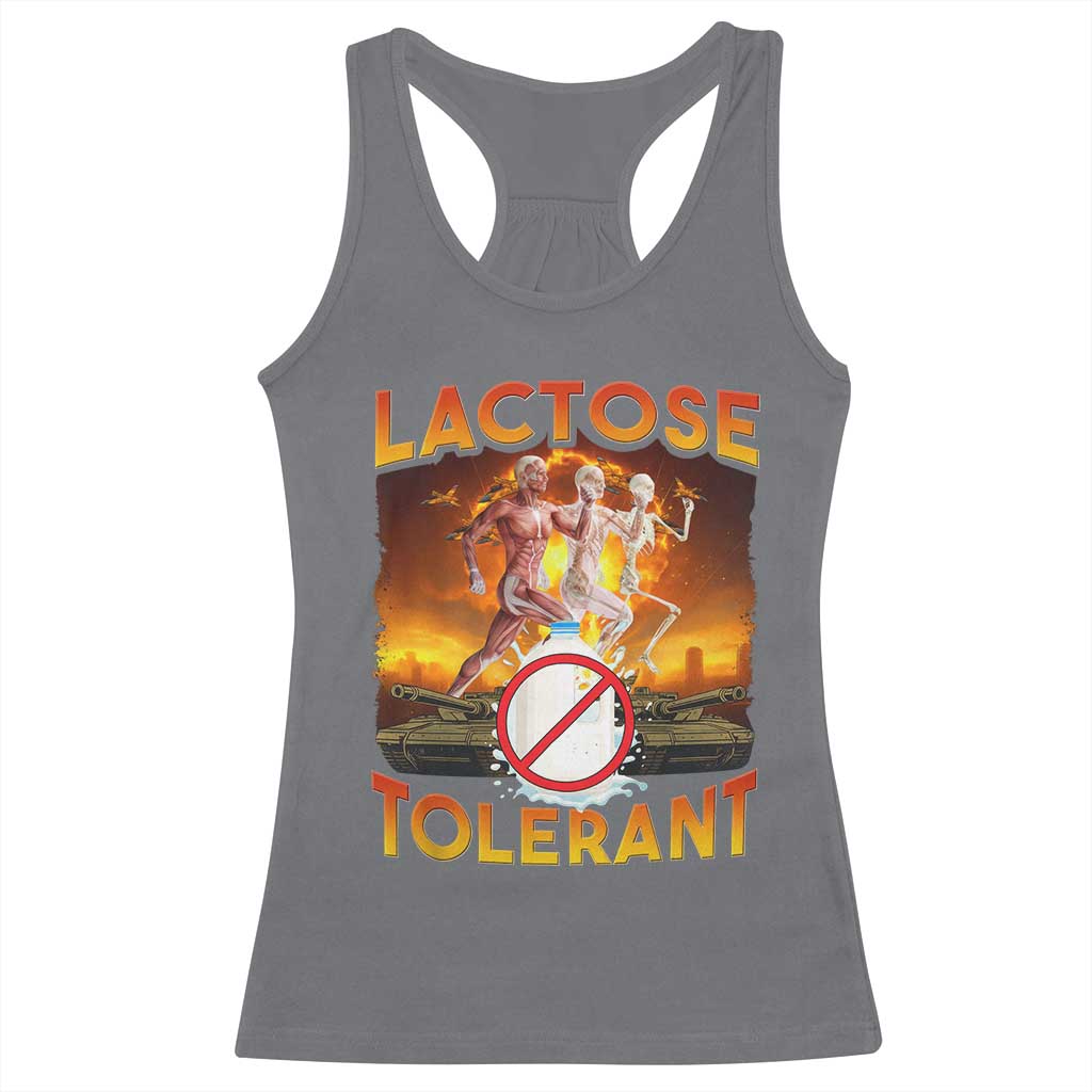 Funny Lactose Tolerant Racerback Tank Top Ironic Sarcastic Funny Humor Cringe Meme - Wonder Print Shop