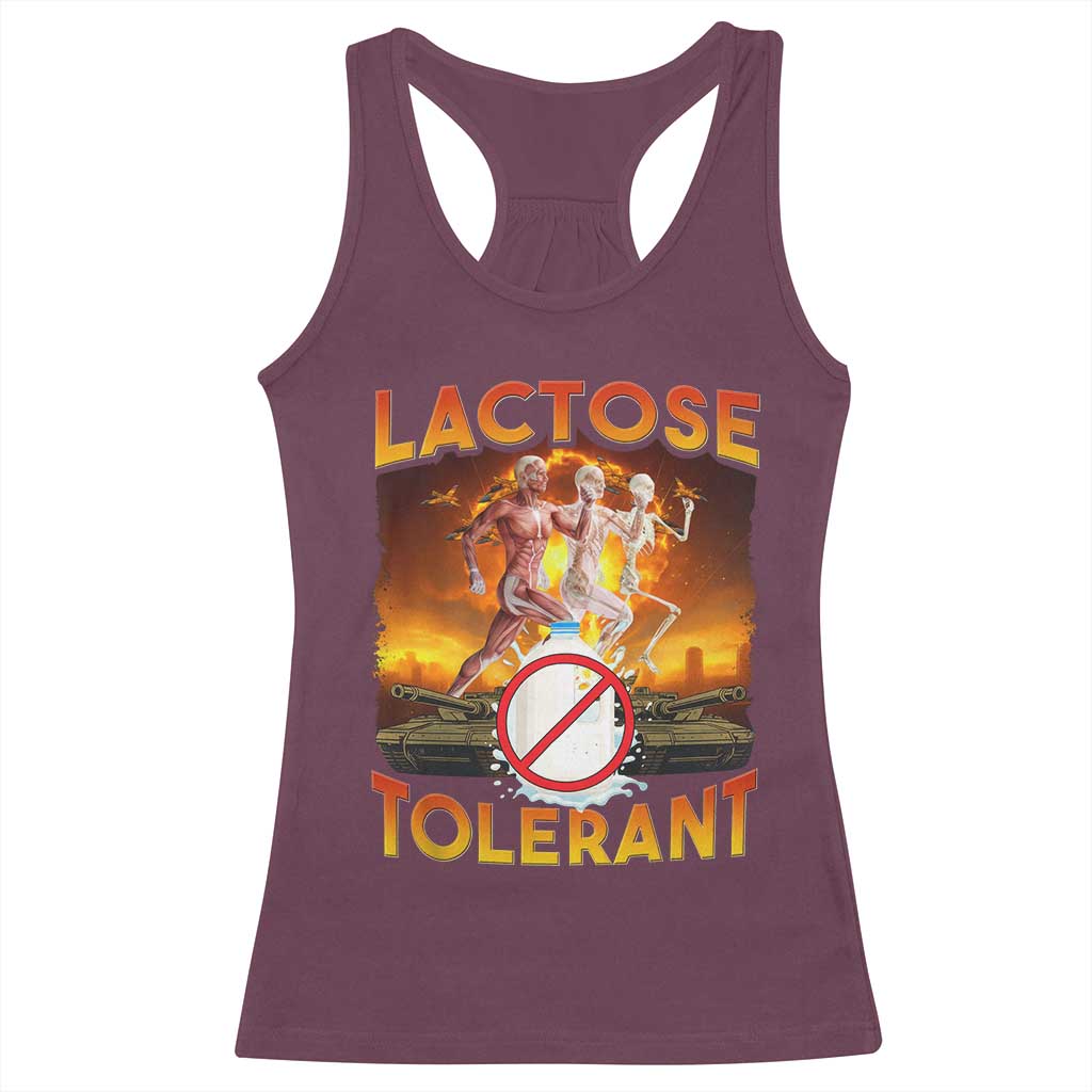 Funny Lactose Tolerant Racerback Tank Top Ironic Sarcastic Funny Humor Cringe Meme - Wonder Print Shop