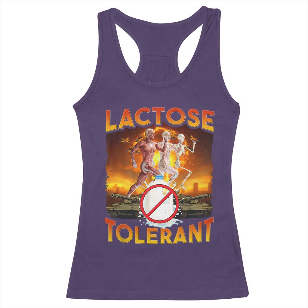 Funny Lactose Tolerant Racerback Tank Top Ironic Sarcastic Funny Humor Cringe Meme - Wonder Print Shop