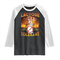 Funny Lactose Tolerant Raglan Shirt Ironic Sarcastic Funny Humor Cringe Meme - Wonder Print Shop
