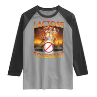 Funny Lactose Tolerant Raglan Shirt Ironic Sarcastic Funny Humor Cringe Meme - Wonder Print Shop