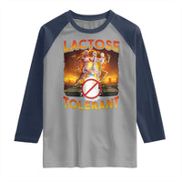 Funny Lactose Tolerant Raglan Shirt Ironic Sarcastic Funny Humor Cringe Meme - Wonder Print Shop