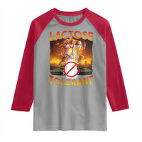 Funny Lactose Tolerant Raglan Shirt Ironic Sarcastic Funny Humor Cringe Meme - Wonder Print Shop