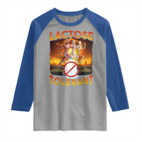 Funny Lactose Tolerant Raglan Shirt Ironic Sarcastic Funny Humor Cringe Meme - Wonder Print Shop