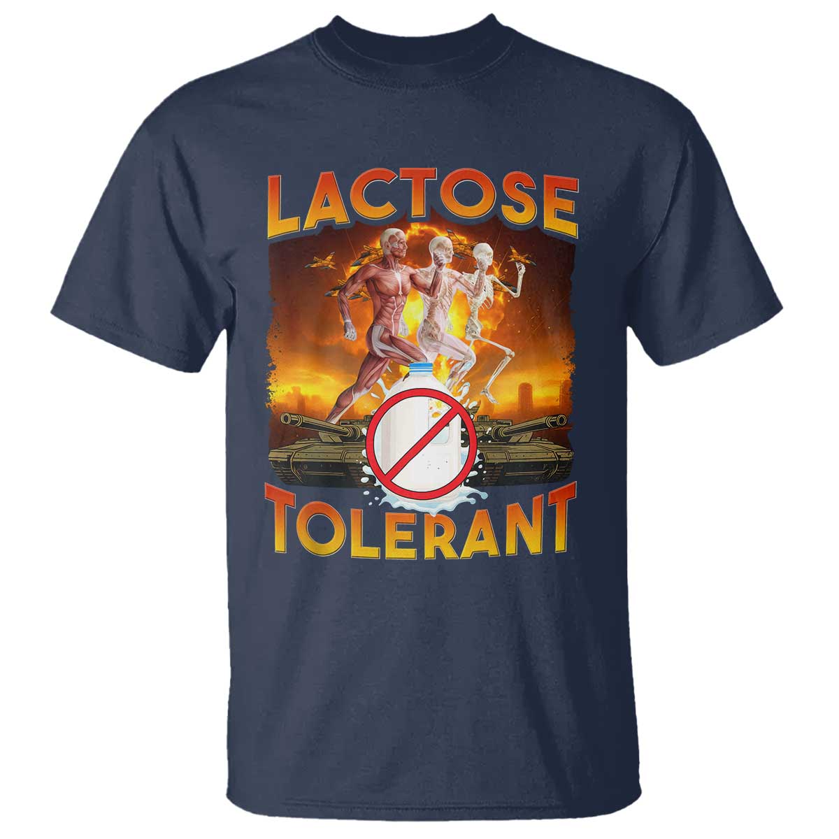Funny Lactose Tolerant T Shirt Ironic Sarcastic Funny Humor Cringe Meme - Wonder Print Shop
