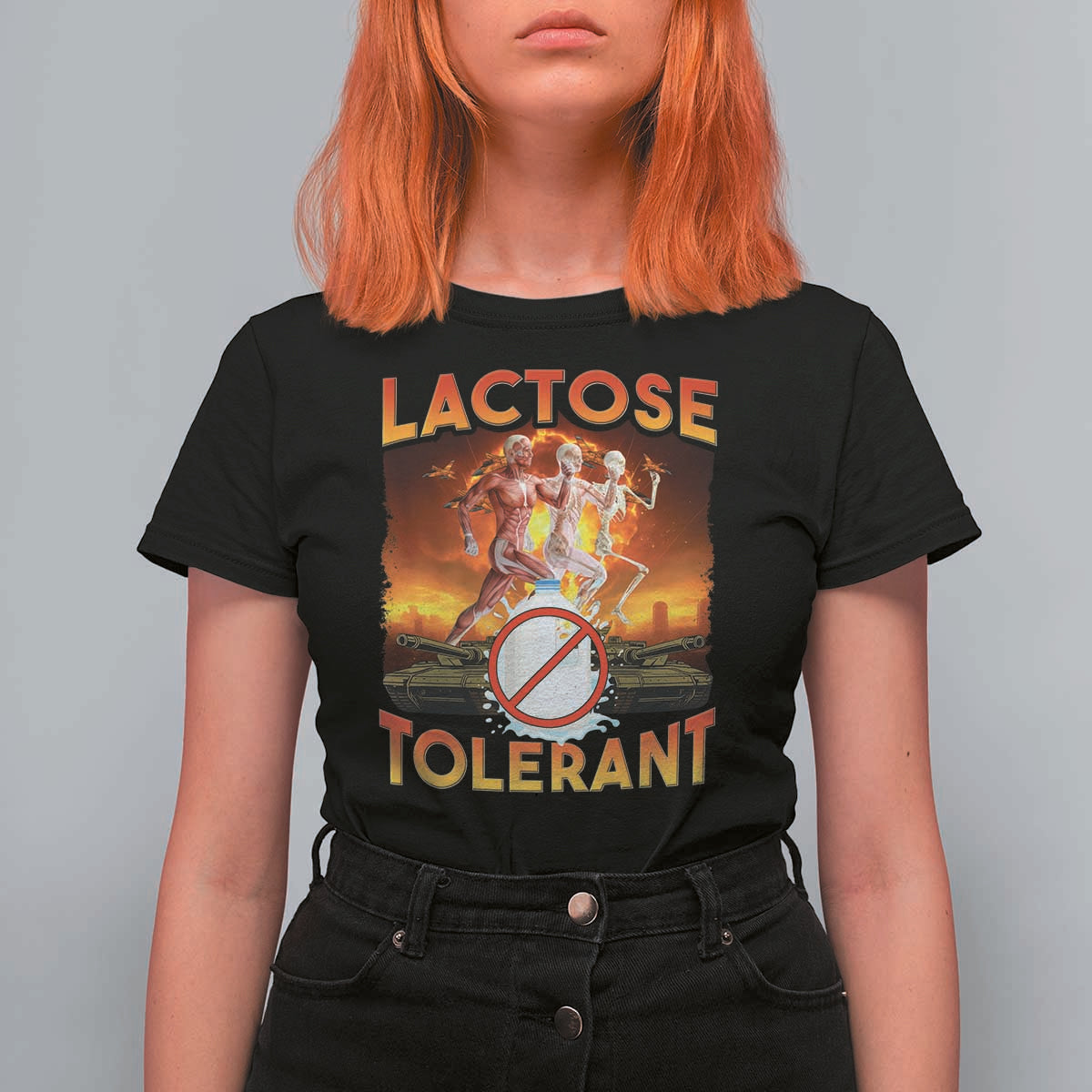 Funny Lactose Tolerant T Shirt For Women Ironic Sarcastic Funny Humor Cringe Meme - Wonder Print Shop
