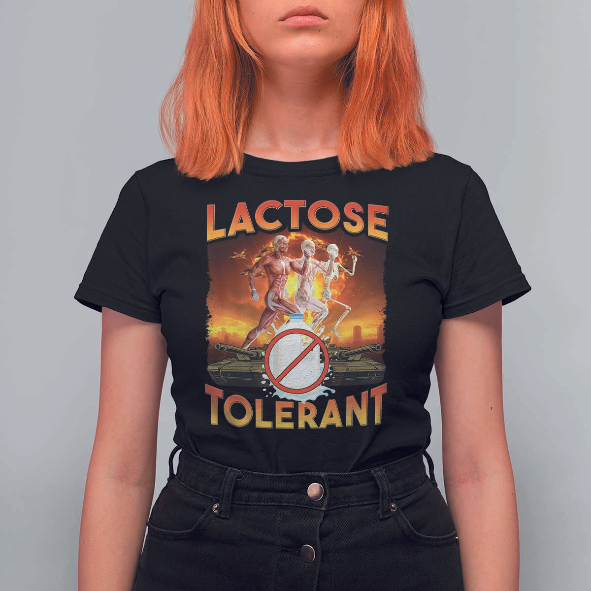 Funny Lactose Tolerant T Shirt For Women Ironic Sarcastic Funny Humor Cringe Meme - Wonder Print Shop