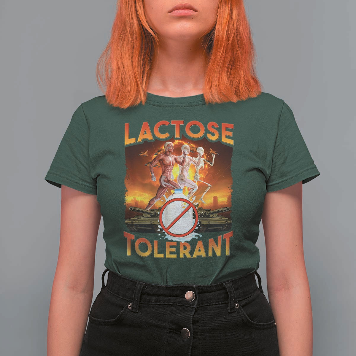 Funny Lactose Tolerant T Shirt For Women Ironic Sarcastic Funny Humor Cringe Meme - Wonder Print Shop