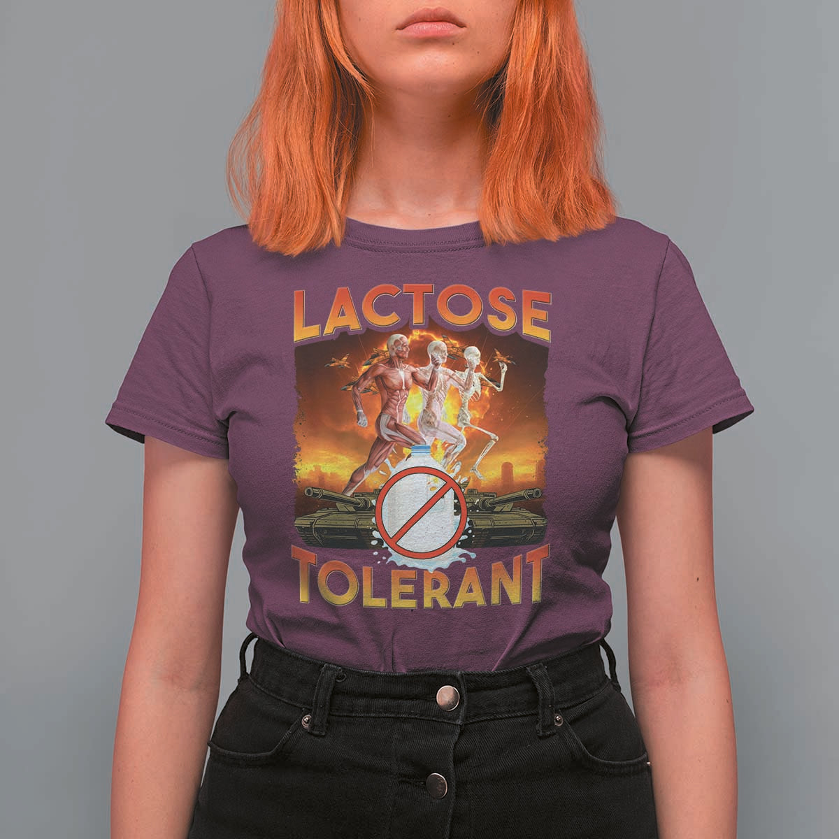 Funny Lactose Tolerant T Shirt For Women Ironic Sarcastic Funny Humor Cringe Meme - Wonder Print Shop