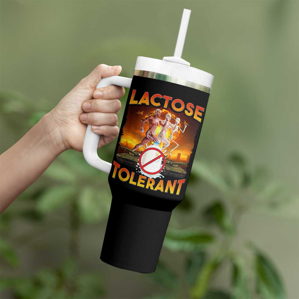 Funny Lactose Tolerant Tumbler With Handle Ironic Sarcastic Funny Humor Cringe Meme - Wonder Print Shop