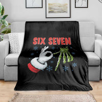 Funny 67 Christmas Throw Blanket Six Seven Meme Santa Skeleton Hands Gesture Gen Alpha - Wonder Print Shop