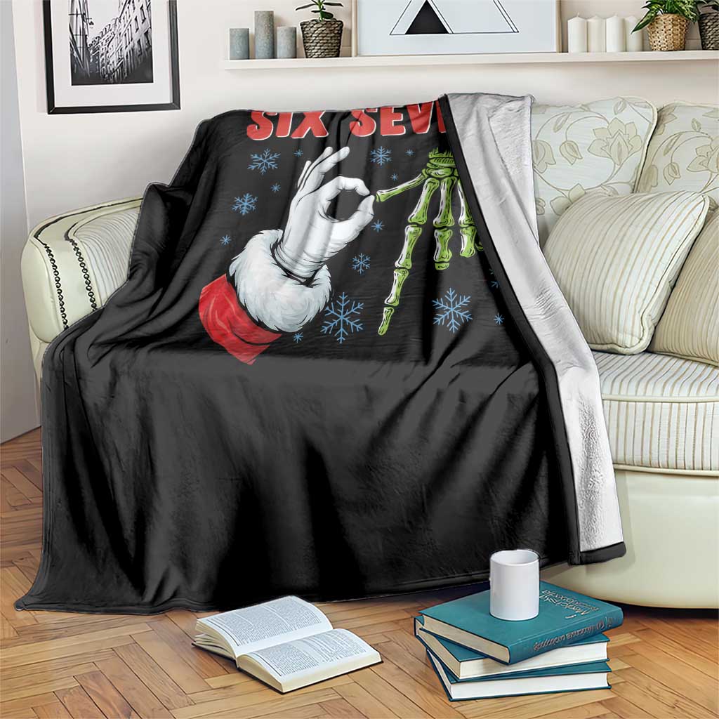 Funny 67 Christmas Throw Blanket Six Seven Meme Santa Skeleton Hands Gesture Gen Alpha - Wonder Print Shop