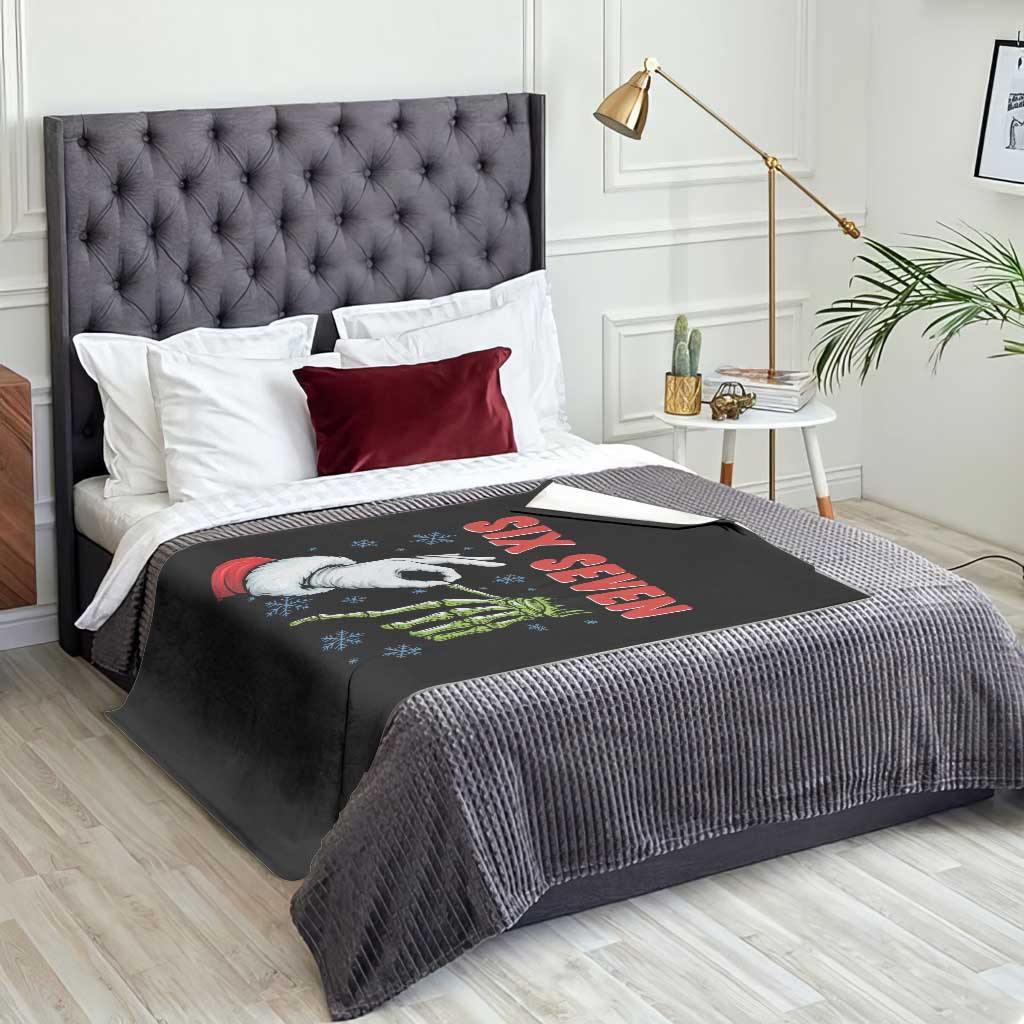 Funny 67 Christmas Throw Blanket Six Seven Meme Santa Skeleton Hands Gesture Gen Alpha - Wonder Print Shop