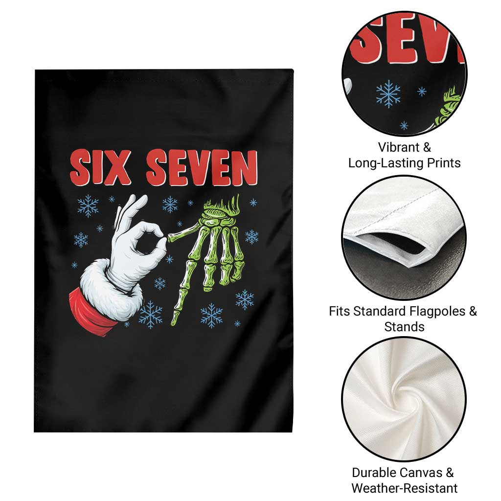 Funny 67 Christmas Garden Flag Six Seven Meme Santa Skeleton Hands Gesture Gen Alpha - Wonder Print Shop