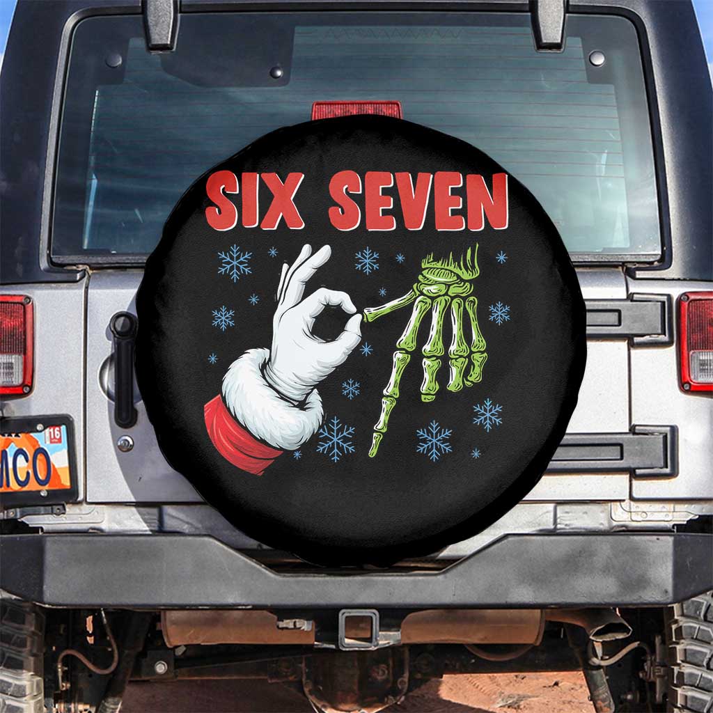 Funny 67 Christmas Spare Tire Cover Six Seven Meme Santa Skeleton Hands Gesture Gen Alpha - Wonder Print Shop