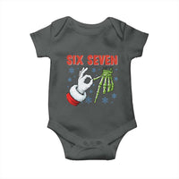 Funny 67 Christmas Baby Onesie Six Seven Meme Santa Skeleton Hands Gesture Gen Alpha - Wonder Print Shop