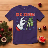 Funny 67 Christmas T Shirt Six Seven Meme Santa Skeleton Hands Gesture Gen Alpha - Wonder Print Shop
