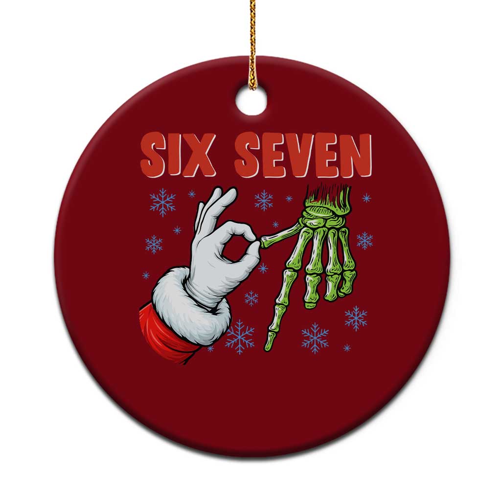 Funny 67 Xmas Ceramic Ornament Six Seven Meme Santa Skeleton Hands Gesture Gen Alpha - Wonder Print Shop