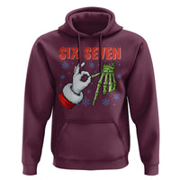 Funny 67 Christmas Hoodie Six Seven Meme Santa Skeleton Hands Gesture Gen Alpha - Wonder Print Shop