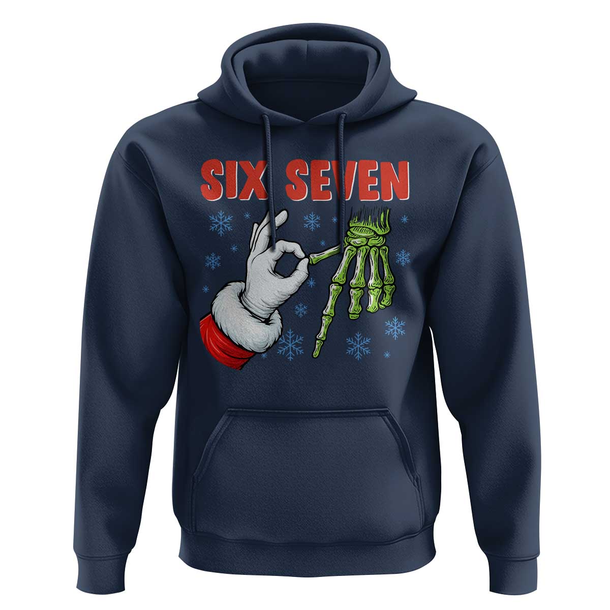 Funny 67 Christmas Hoodie Six Seven Meme Santa Skeleton Hands Gesture Gen Alpha - Wonder Print Shop