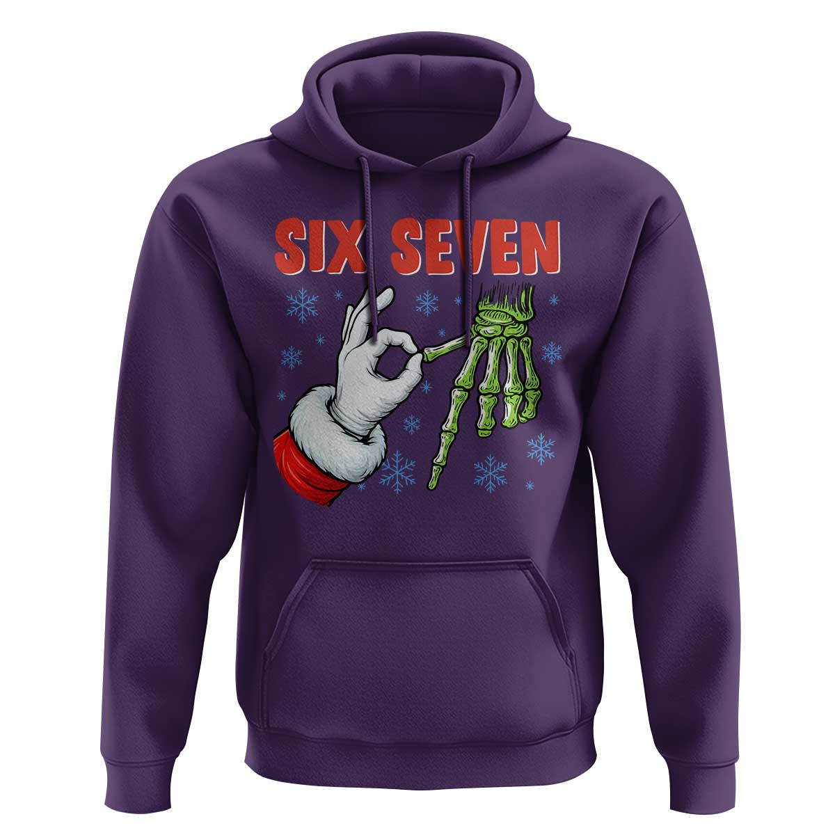 Funny 67 Christmas Hoodie Six Seven Meme Santa Skeleton Hands Gesture Gen Alpha - Wonder Print Shop
