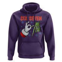 Funny 67 Christmas Hoodie Six Seven Meme Santa Skeleton Hands Gesture Gen Alpha - Wonder Print Shop