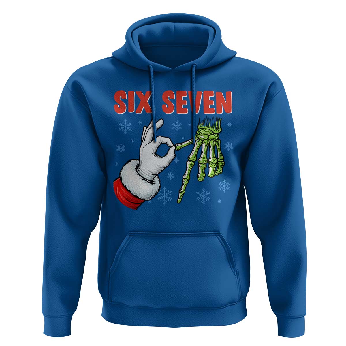 Funny 67 Christmas Hoodie Six Seven Meme Santa Skeleton Hands Gesture Gen Alpha - Wonder Print Shop