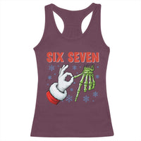 Funny 67 Christmas Racerback Tank Top Six Seven Meme Santa Skeleton Hands Gesture Gen Alpha - Wonder Print Shop