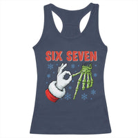 Funny 67 Christmas Racerback Tank Top Six Seven Meme Santa Skeleton Hands Gesture Gen Alpha - Wonder Print Shop