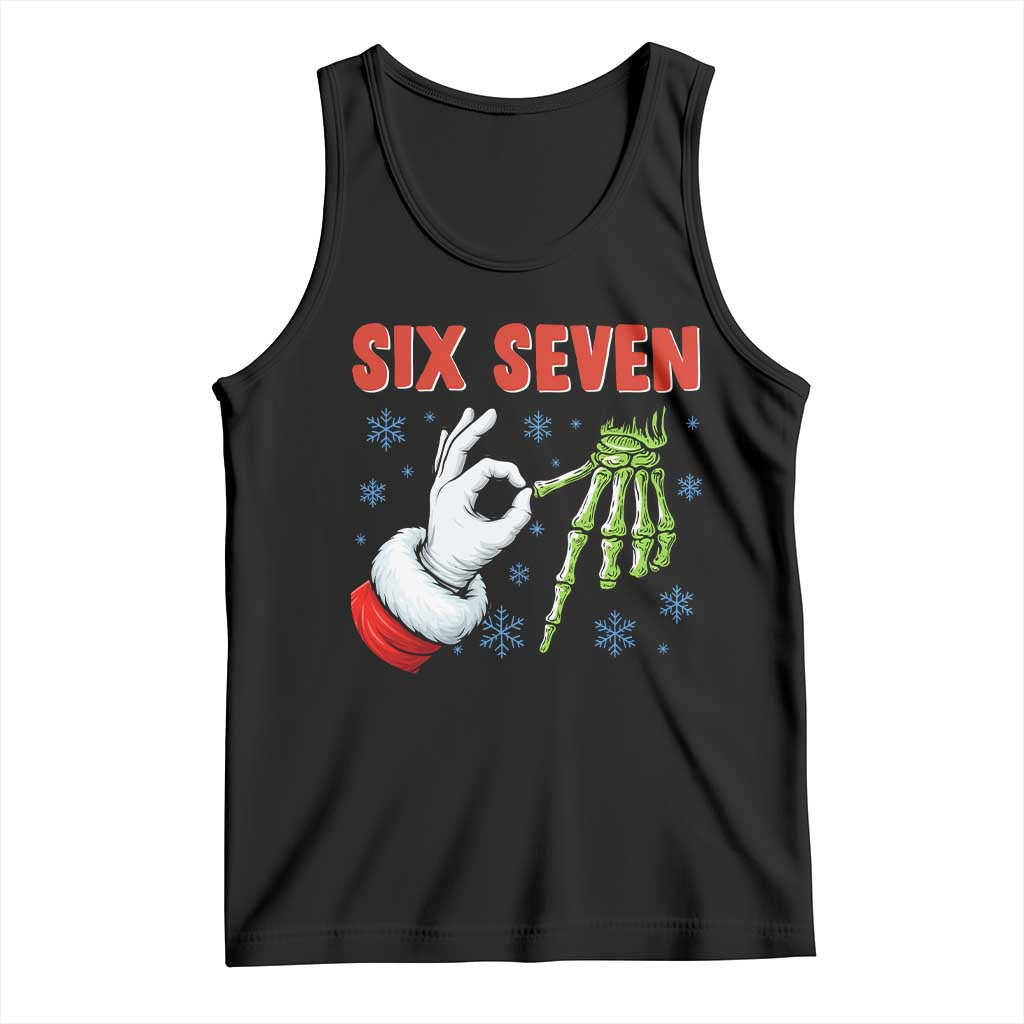 Funny 67 Christmas Tank Top Six Seven Meme Santa Skeleton Hands Gesture Gen Alpha - Wonder Print Shop