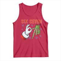 Funny 67 Christmas Tank Top Six Seven Meme Santa Skeleton Hands Gesture Gen Alpha - Wonder Print Shop