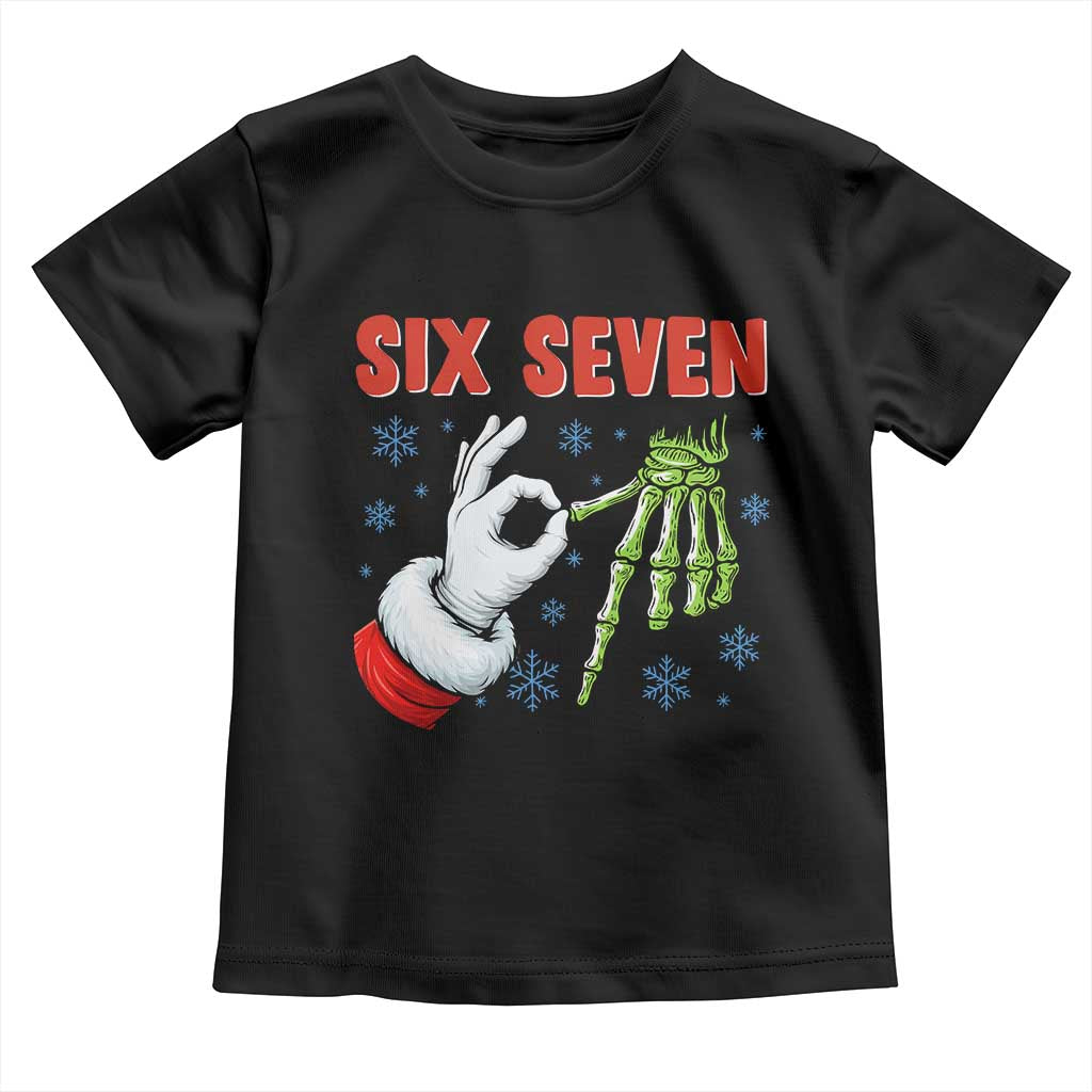 Funny 67 Christmas Toddler T Shirt Six Seven Meme Santa Skeleton Hands Gesture Gen Alpha - Wonder Print Shop