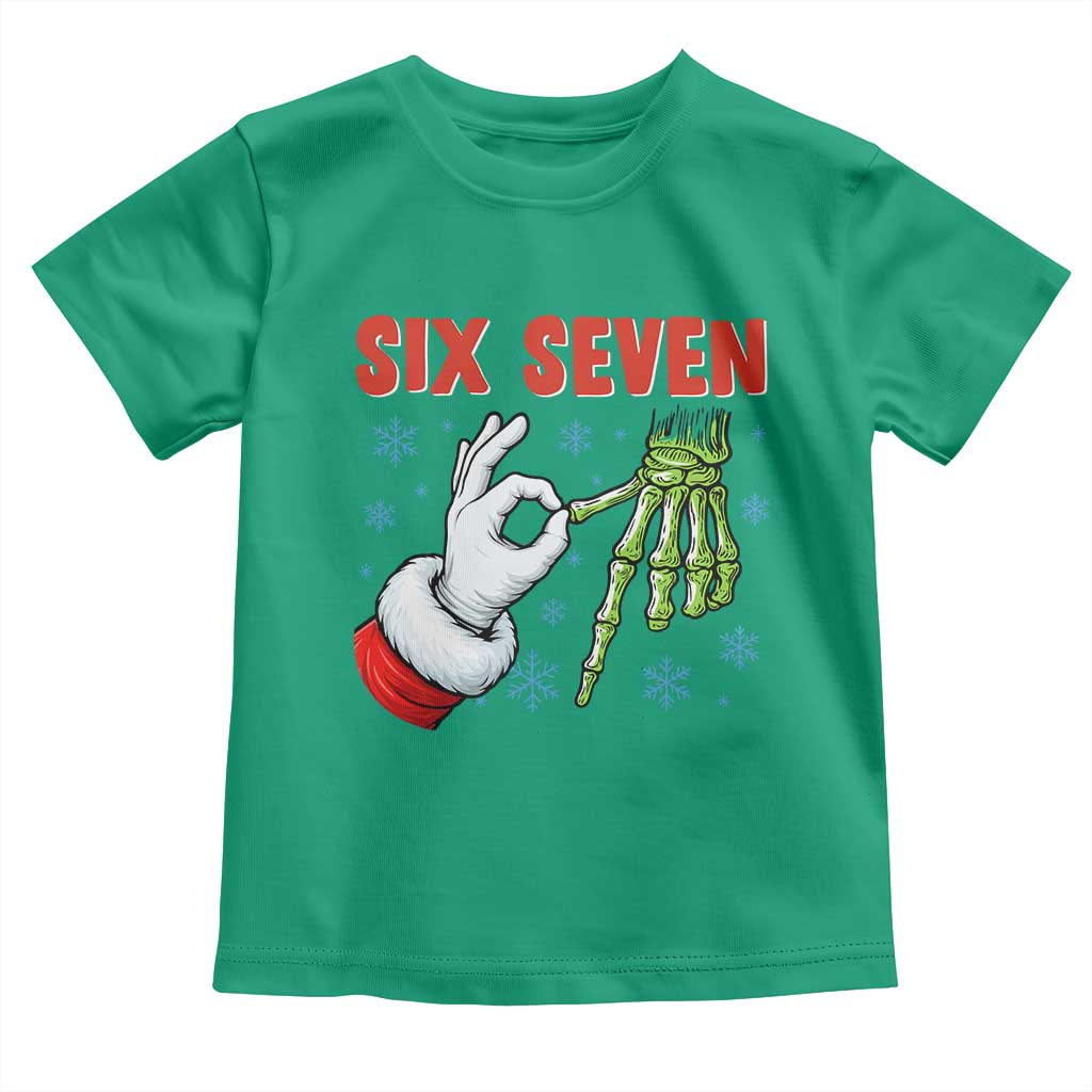 Funny 67 Christmas Toddler T Shirt Six Seven Meme Santa Skeleton Hands Gesture Gen Alpha - Wonder Print Shop