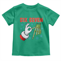 Funny 67 Christmas Toddler T Shirt Six Seven Meme Santa Skeleton Hands Gesture Gen Alpha - Wonder Print Shop