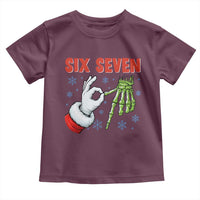 Funny 67 Christmas Toddler T Shirt Six Seven Meme Santa Skeleton Hands Gesture Gen Alpha - Wonder Print Shop