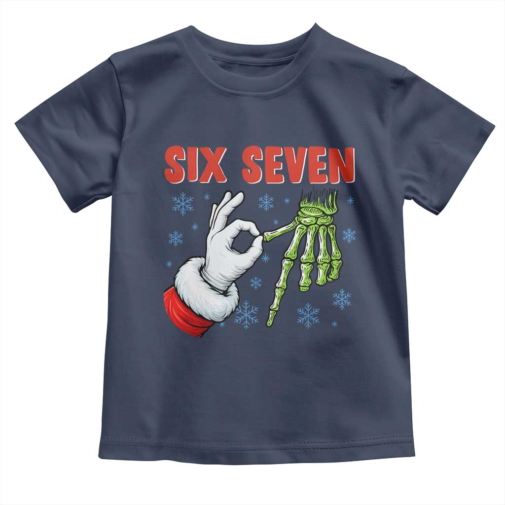 Funny 67 Christmas Toddler T Shirt Six Seven Meme Santa Skeleton Hands Gesture Gen Alpha - Wonder Print Shop