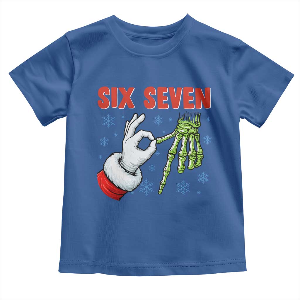 Funny 67 Christmas Toddler T Shirt Six Seven Meme Santa Skeleton Hands Gesture Gen Alpha - Wonder Print Shop