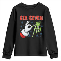 Funny 67 Christmas Youth Sweatshirt Six Seven Meme Santa Skeleton Hands Gesture Gen Alpha - Wonder Print Shop