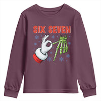 Funny 67 Christmas Youth Sweatshirt Six Seven Meme Santa Skeleton Hands Gesture Gen Alpha - Wonder Print Shop
