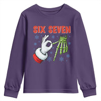 Funny 67 Christmas Youth Sweatshirt Six Seven Meme Santa Skeleton Hands Gesture Gen Alpha - Wonder Print Shop