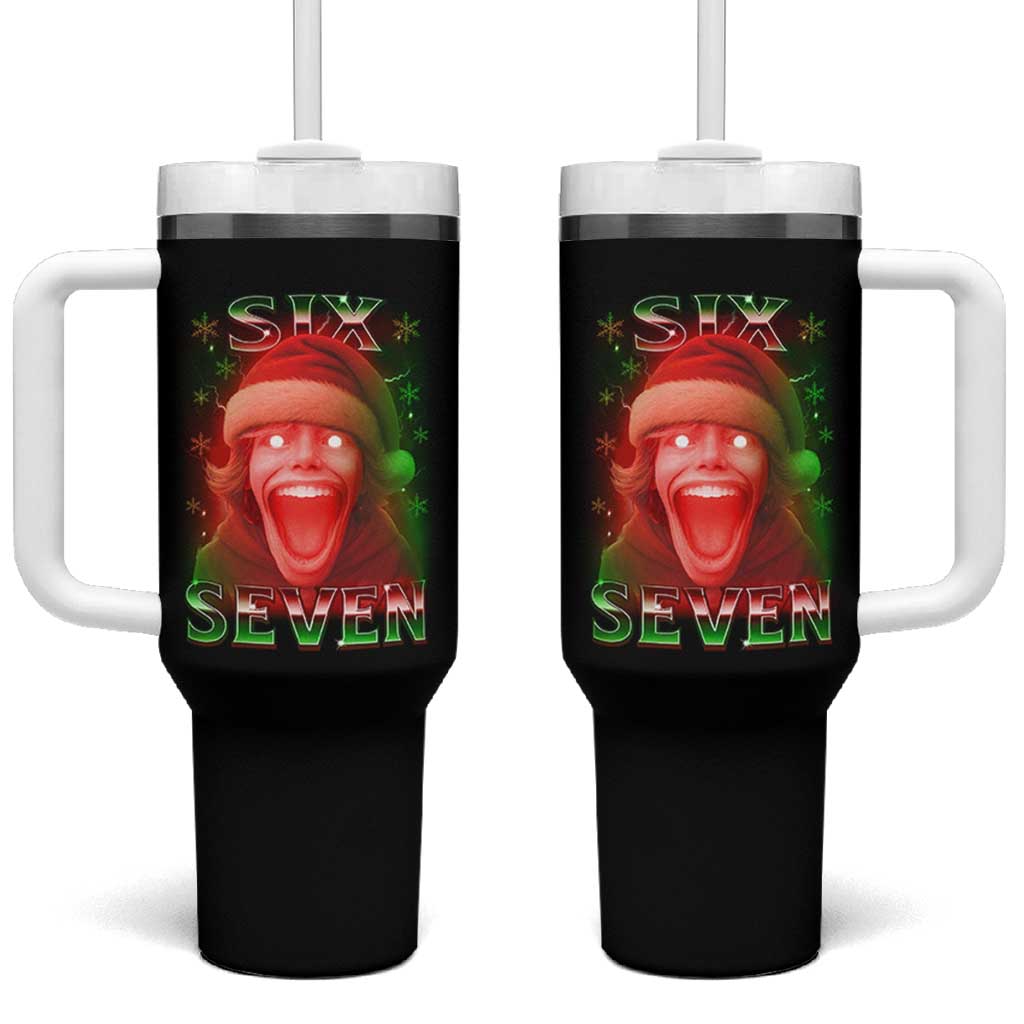 67 Six Seven Christmas Meme Tumbler With Handle The Mason 67 Kid Gen Alpha Slang - Wonder Print Shop