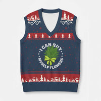 Funny Weed Cannabis 420 V-Neck Knit Sweater Vest I Can Buy Myself Flowers Marijuana Smoking - Wonder Print Shop