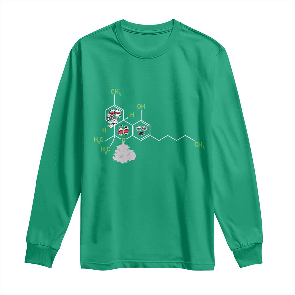 Cannabis Weed Long Sleeve Shirt Molecule THC Marijuana Stoner - Wonder Print Shop